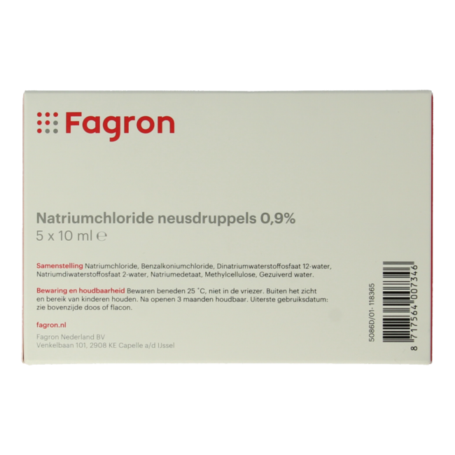Fagron Natriumchloride neusdruppels 0.9% 10ml 5 Stuks