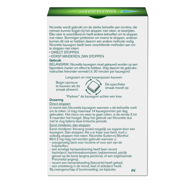 Kauwgom 2mg menthol mint 105 Stuks