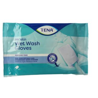 Tena Wet gloves cleans & care lotion no perfume 5 pieces