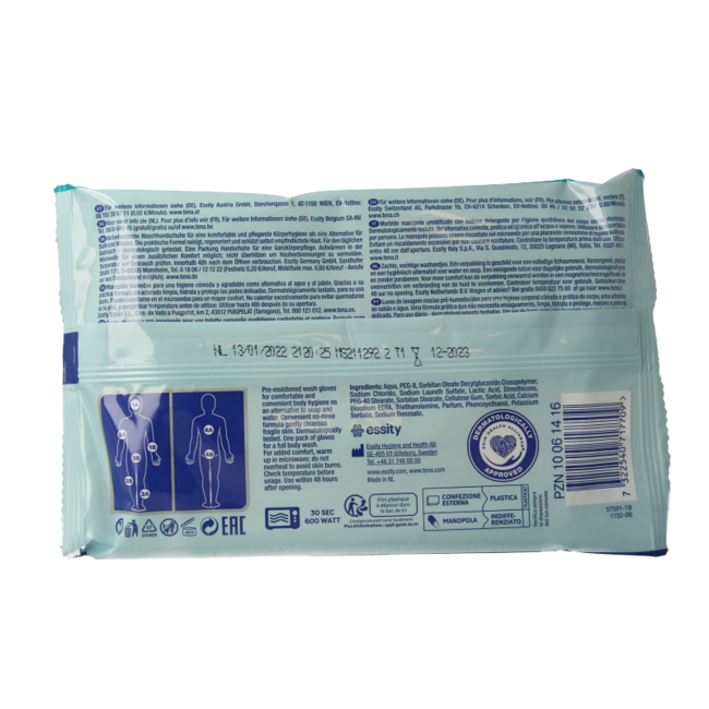 Tena Wetwash Glove Mildly Scented 5 Pieces