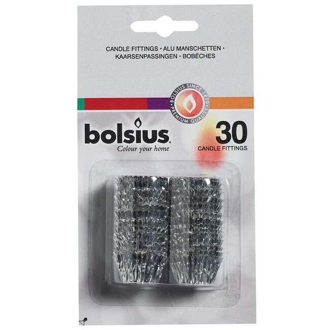 Bolsius Kerzenhalter silber Blisterverpackung 30 Stück