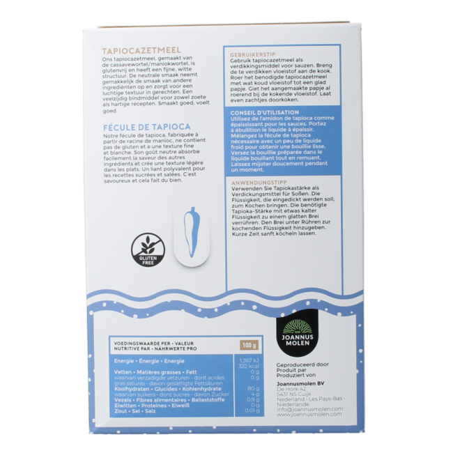 Joannusmolen Fécule de tapioca bio premier choix 250 g
