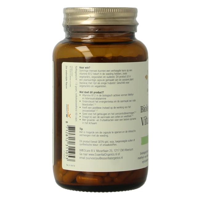B12 biologisch actief 1000mcg puur 60 Vegetarische capsules
