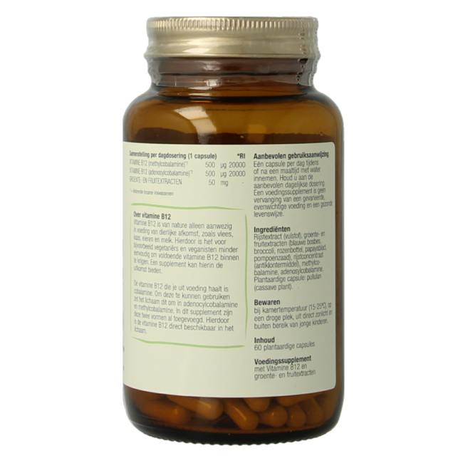 B12 biológicamente activa 1000mcg pura 60 cápsulas vegetarianas