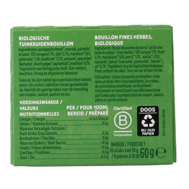 Zonnatura Bouillon aux fines herbes sans levure bio 66 g