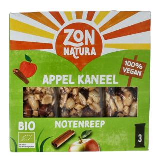 Zonnatura Nut apple cinnamon bar 25 gram organic 3 Pieces