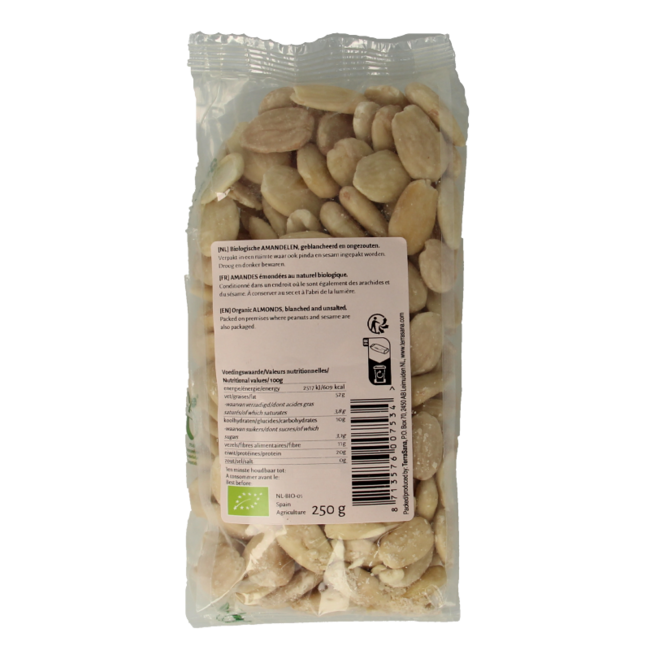 Amandelen wit bio 250 Gram