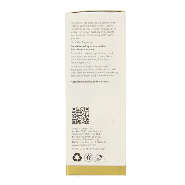 Living Nature Crème de nuit peaux sensibles 50 ml