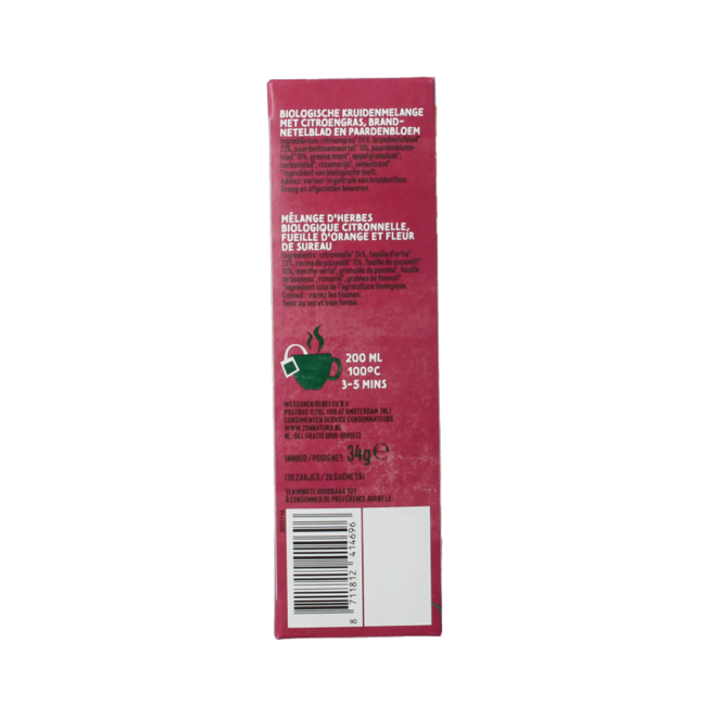 Zonnatura Detox lemongrass organic 20 bags