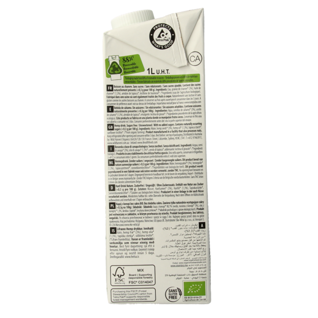 Bebida de cáñamo natural bio 1 Litro