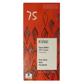 Vivani Chocolate negro 75% azúcar de flor de coco bio 80 gramos