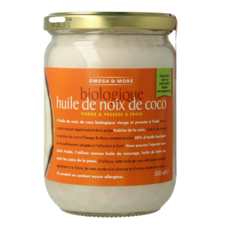 Omega & More Huile de coco extra vierge bio en verre 500 ml