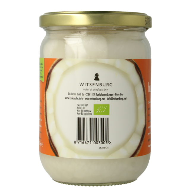 Aceite de coco virgen extra ecológico en cristal 500 ml