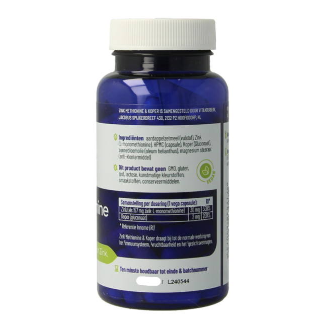 Zinc Metionina y Gluconato de Cobre 90 Cápsulas vegetarianas