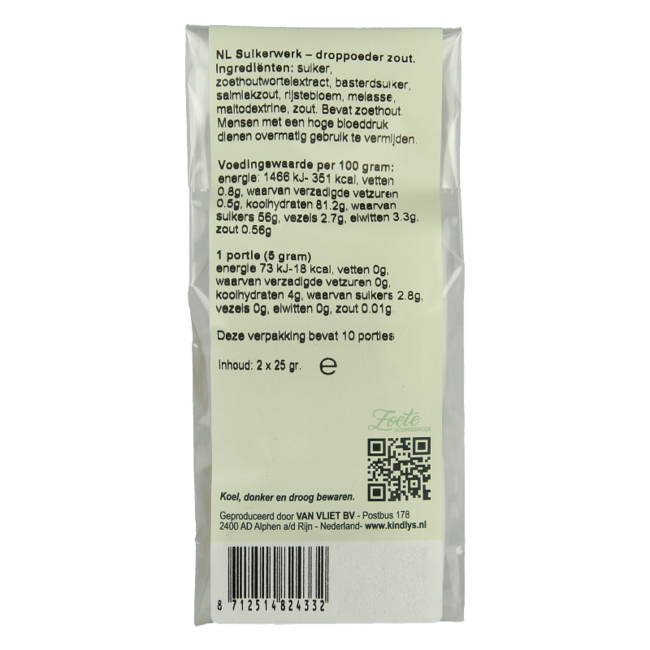 Kindly's Polvos de regaliz salado (Zwart wit) 25 gramos 2 unidades