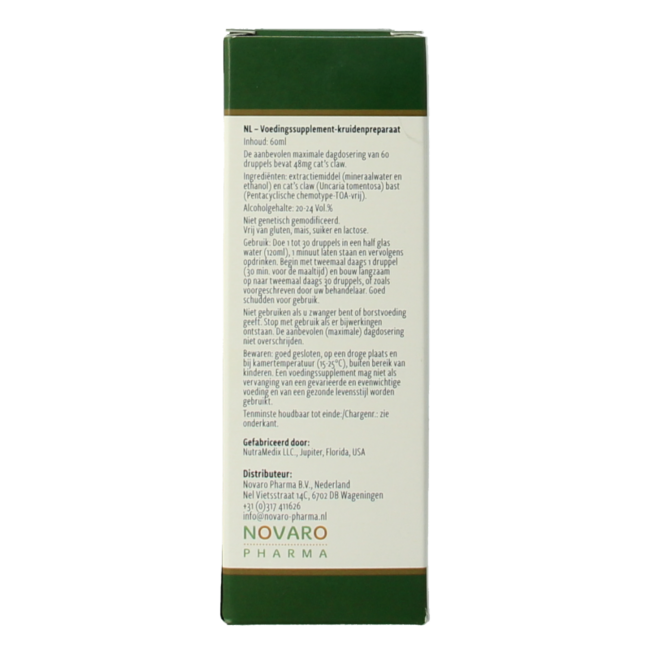 Nutramedix Samento uña de gato libre de TOA 60 mililitros