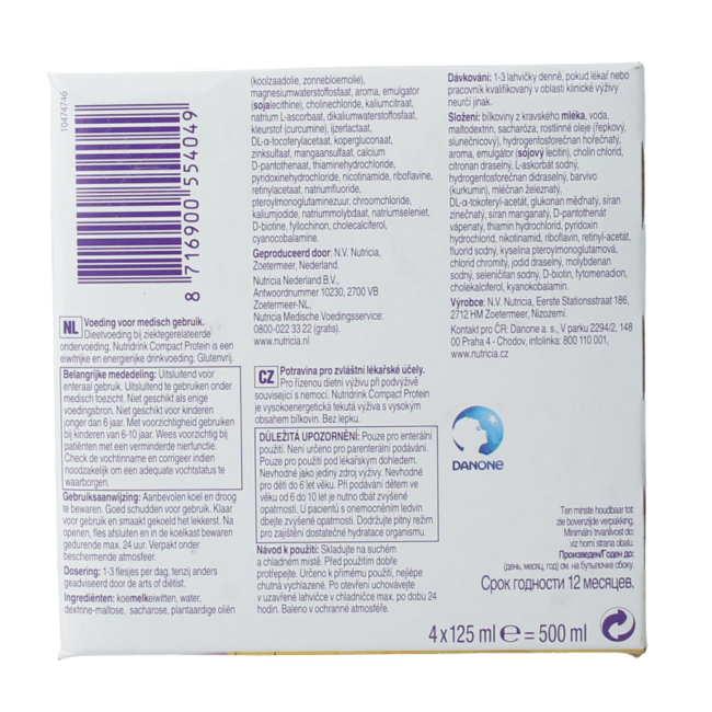 Nutricia Compact Protein Banana 125 grammi 4 Pezzi