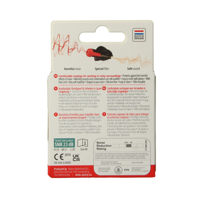 Zatyczki do uszu Alpine Worksafe, 1 para