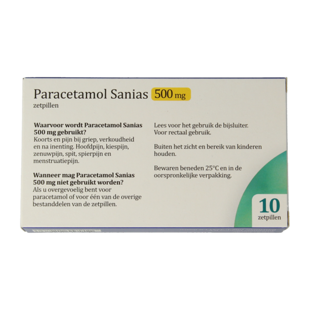 Sanias Paracetamol 500 mg, 10 supositorios