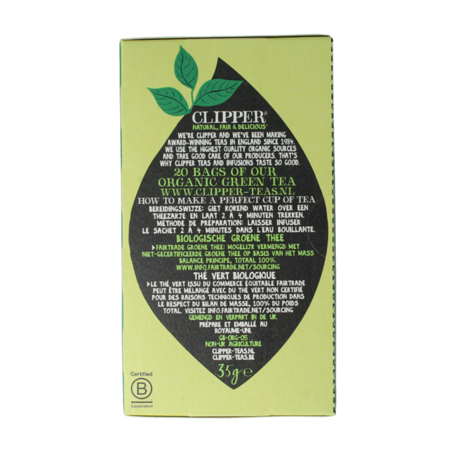 Tè Verde Biologico Clipper, 20 Bustine