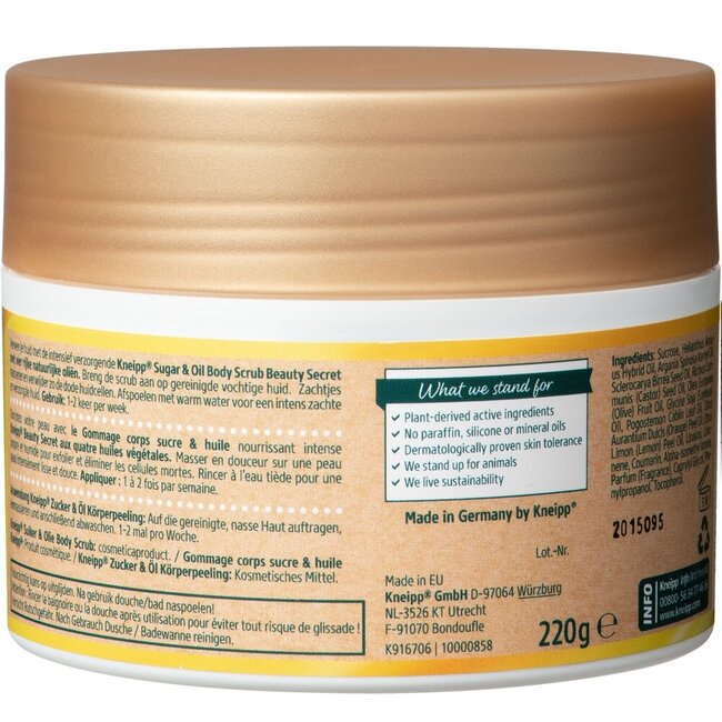 Gommage corps sucre et huile Kneipp Secret de Beauté 220 g