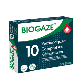 Biogaze Gazes de pansement/Compresses 5 x 5 cm 10 pièces