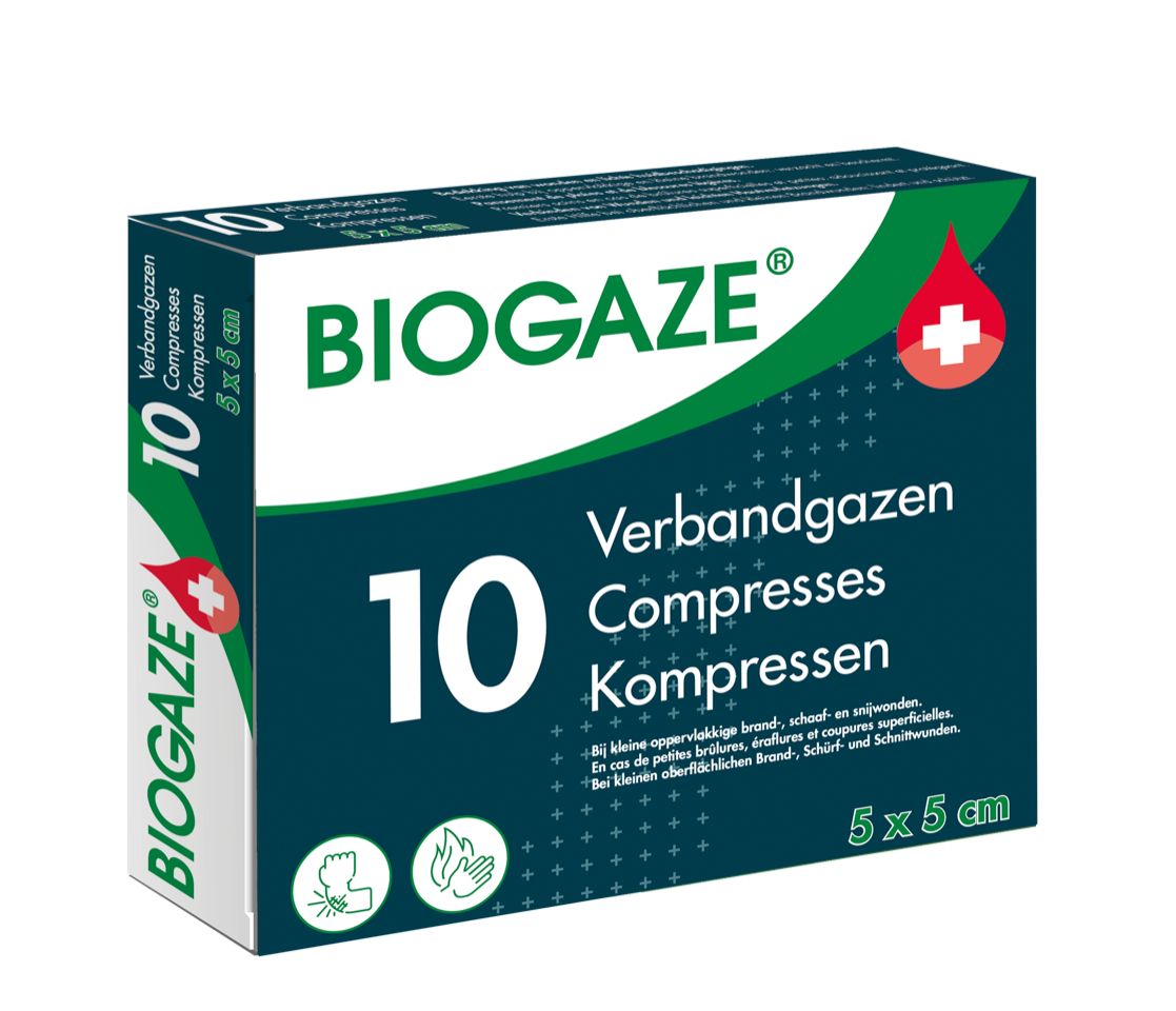 Biogaze Gasas/Compresas 5 x 5 cm 10 unidades