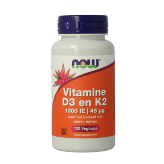 NOW Vitamine D3 1000 UI & Vitamine K2 120 Gélules végétariennes