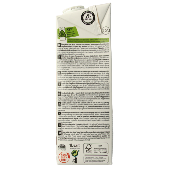 Organic natural coconut milk 1 Litre