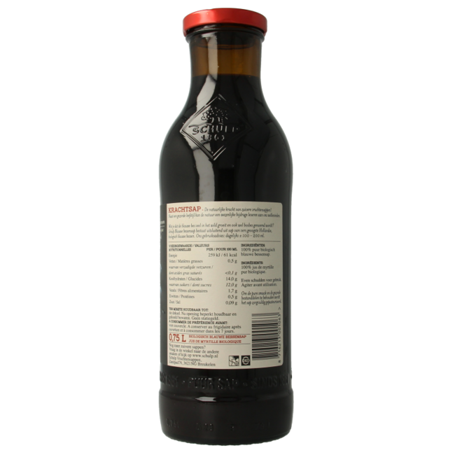 Schulp Krachtsap Blaubeersaft pur bio 750 Milliliter