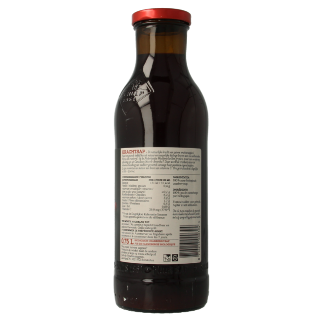 Krachtsap Cranberrysaft pur Bio 750 Milliliter