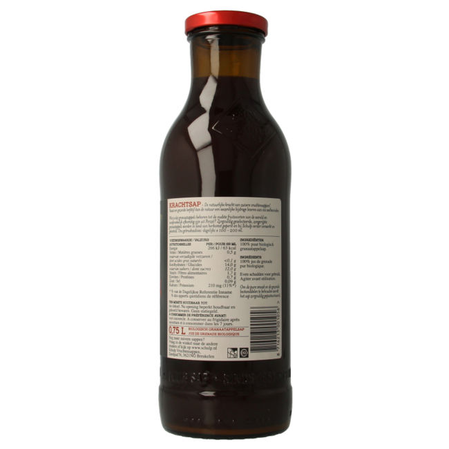 Krachtsap pomegranate pure organic 750 Millilitres
