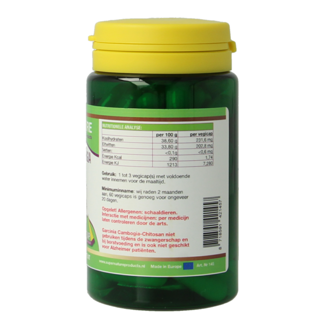 SNP Garcinia Cambogia Chitosan 500mg Pure 60 Vegetarian Capsules