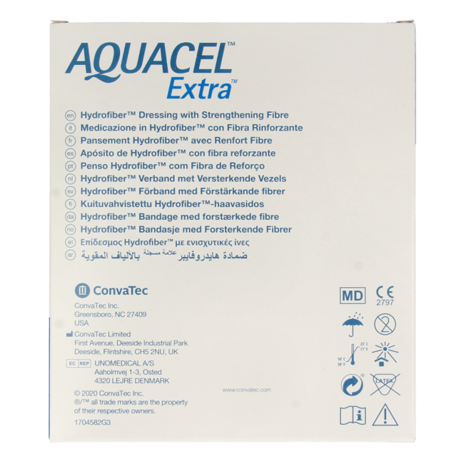 Pansement Aquacel Extra hydrofibre + renforcement 10 x 10 cm 10 pièces