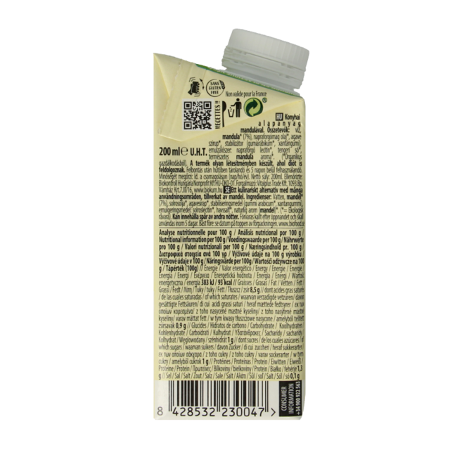 Cuisine de almendra bio 200 mililitros