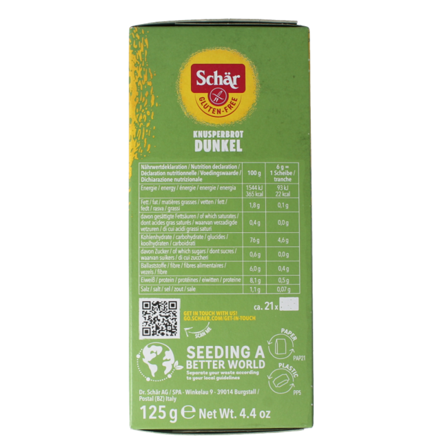 Fibre crispbread/crackers sin gluten 125 gramos