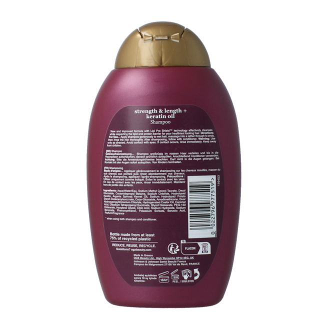 Champú antirotura con aceite de queratina 385 ml