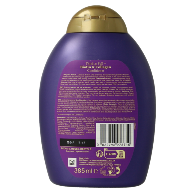 Acondicionador Thick & Full con biotina y colágeno 385 mililitros