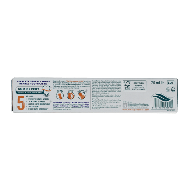 Herbal toothpaste sparkly white 75 Millilitres