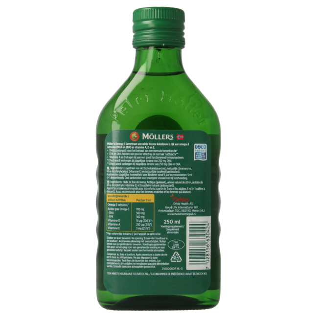 Olio di fegato di merluzzo Omega-3 al limone 250 Millilitri