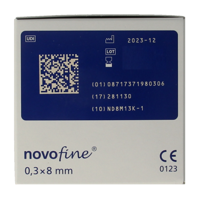 Aiguilles Novo Nordisk Novofine 0,30 x 8 mm 30G 100 pièces