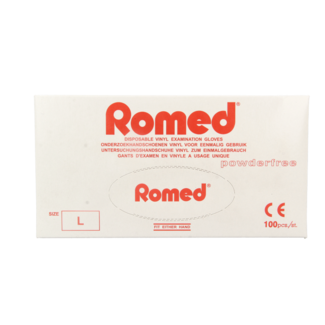 Romed Romed Vinyl Gloves Non-Sterile Powder-Free Large 100 Pieces