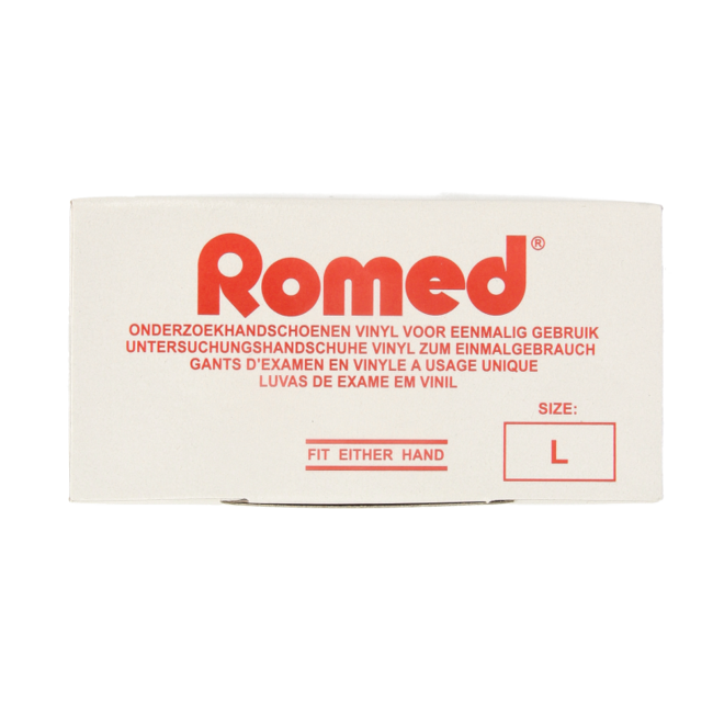 Romed Vinyl Gloves Non-Sterile Powder-Free Large 100 Pieces