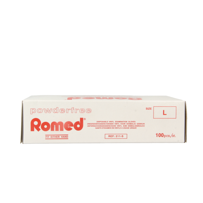 Romed Gants en vinyle non stériles sans poudre L 100 pièces