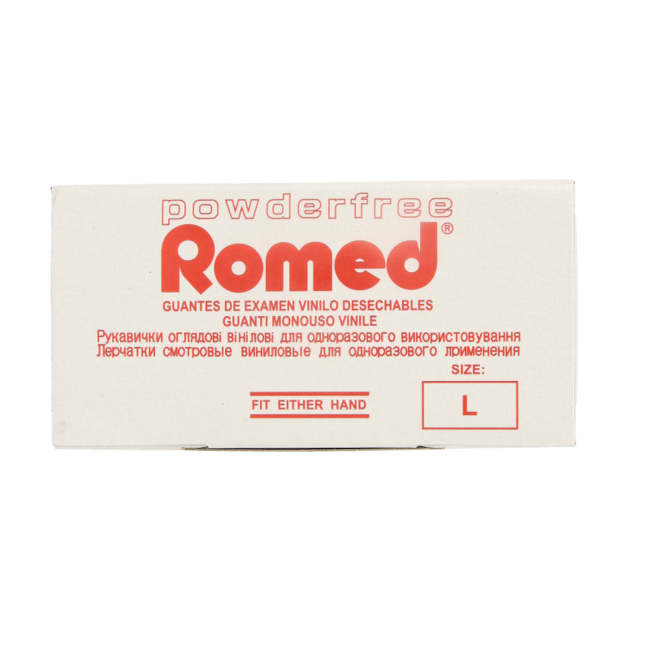 Romed Vinyl Gloves Non-Sterile Powder-Free Large 100 Pieces