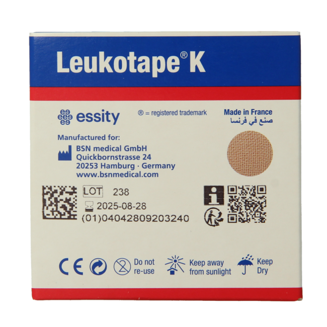 Leukotape K elastische tape 5m x 5cm huidkleur  1 Stuks
