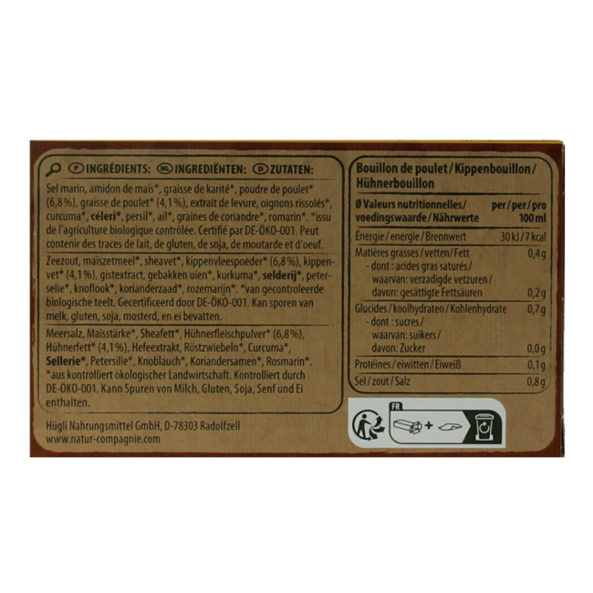 Chicken bouillon 8 cubes organic 88 Gram