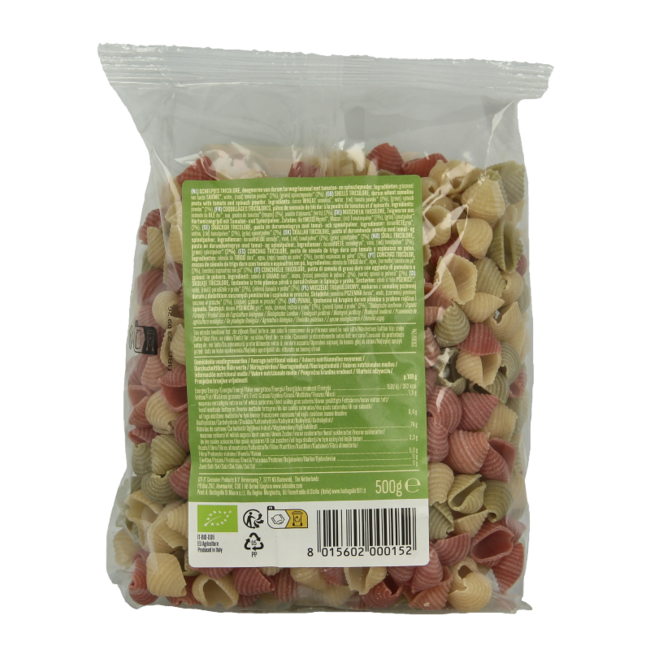 Conchas grandes tricolores bio 500 gramos