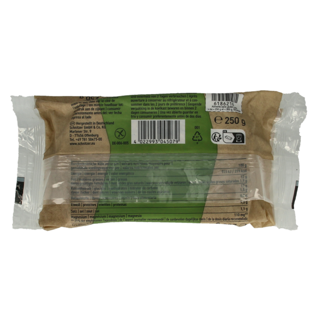 Schnitzer Pan de sésamo sin gluten bio 250 gramos