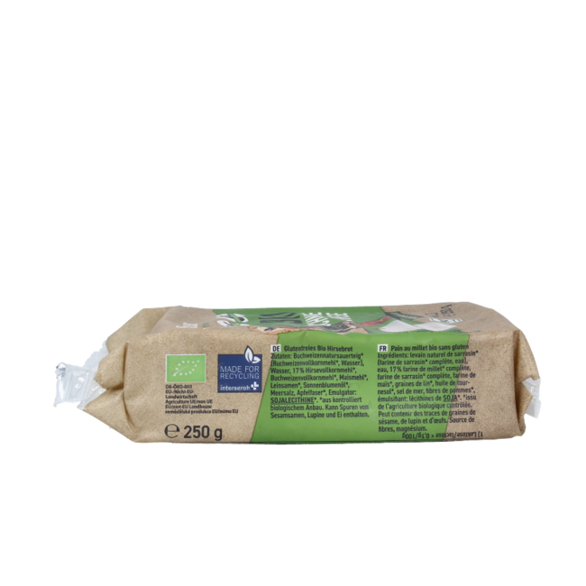 Hirsebrot glutenfrei Bio 250 Gramm